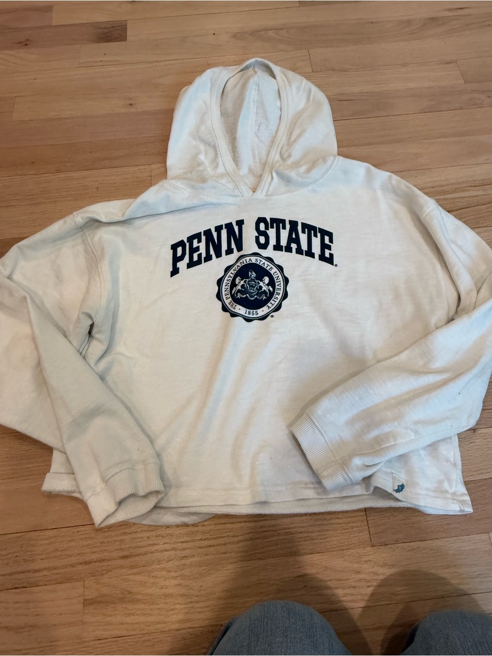 Penn State Cropped White Hoodie with Crest